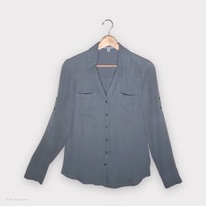 collar long sleeve button down in dusky sky blue